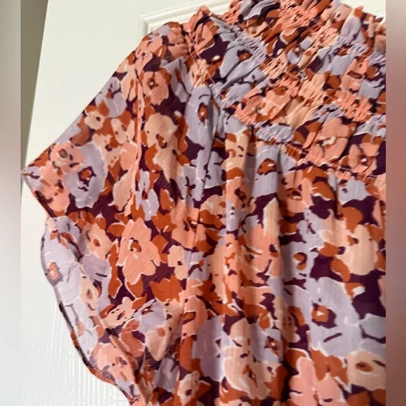 Madewell Smocked Mock Neck Top Floral Breeze size medium - Picture 7 of 10